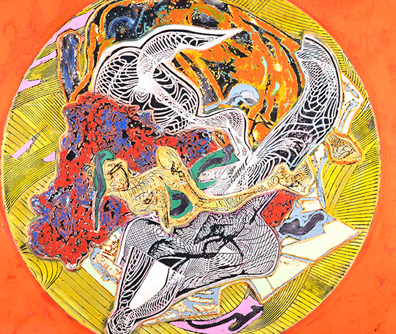 Frank Stella Untitled 1995 Acrylic and resin on board 53.5 in x 53.5 in 135.9 cm x 135.9 cm