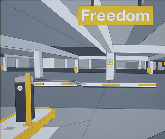 PROYECTO ZETA Doma Collective 1998 Freedom Paint on linoleum inserts 40 x 40 x 2 cm